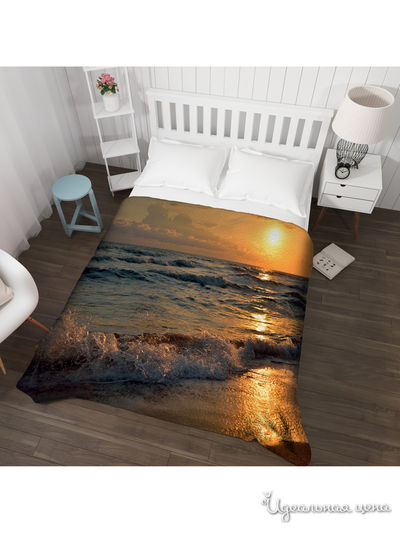 Покрывало стеганое "Тайны заката", Евро Сирень, цвет мультиколор