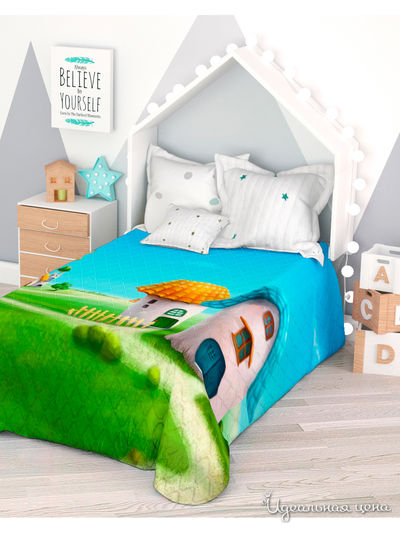 Покрывало стеганое "Деревня гномиков", 1,5-спальное Сирень, цвет мультиколор