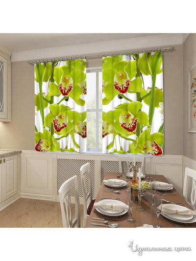 Фотошторы "Зеленая орхидея", 145*160 см, 2 шт Сирень, цвет красный