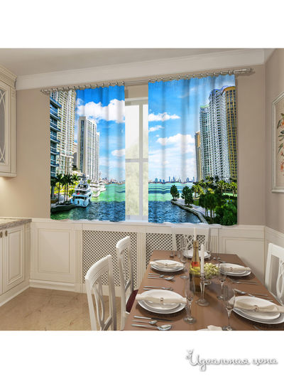 Фотошторы "Лазурная бухта", 145*160 см, 2 шт Сирень, цвет синий