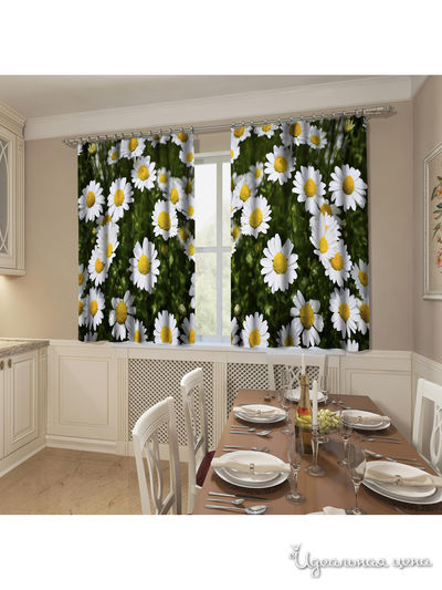 Фотошторы "Белые ромашки", 145*160 см, 2 шт Сирень, цвет мультиколор