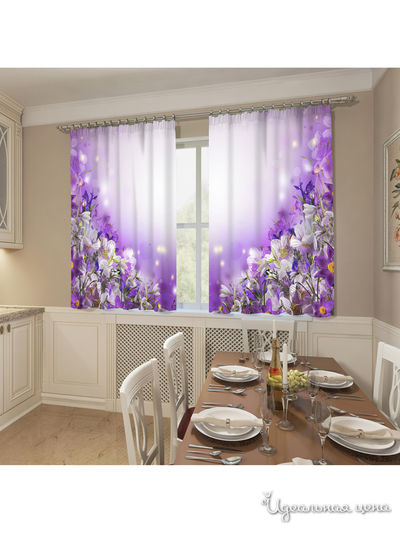 Фотошторы "Цветочное волшебство", 145*160 см, 2 шт Сирень, цвет фиолетовый