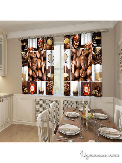 Фотошторы "Кофейная тематика", 145*160 см, 2 шт Сирень, цвет мультиколор