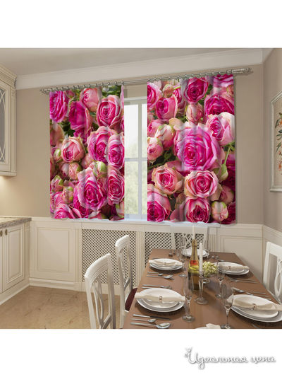 Фотошторы "Россыпь роз", 145*160 см, 2 шт Сирень, цвет розовый