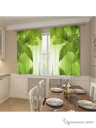 Фотошторы "Живой родник", 145*160 см, 2 шт Сирень, цвет зеленый