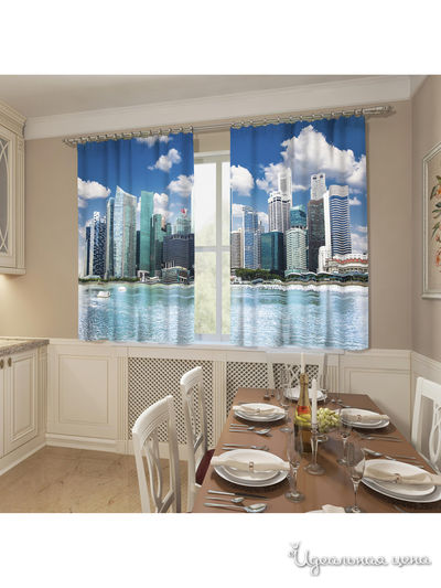 Фотошторы "Глянцевый город", 145*160 см, 2 шт Сирень, цвет синий