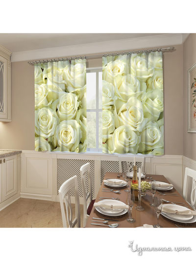 Фотошторы "белый бархат", 145*160 см, 2 шт Сирень, цвет белый