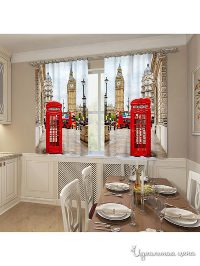 Фотошторы "Лондонские будки", 145*160 см, 2 шт Сирень, цвет красный