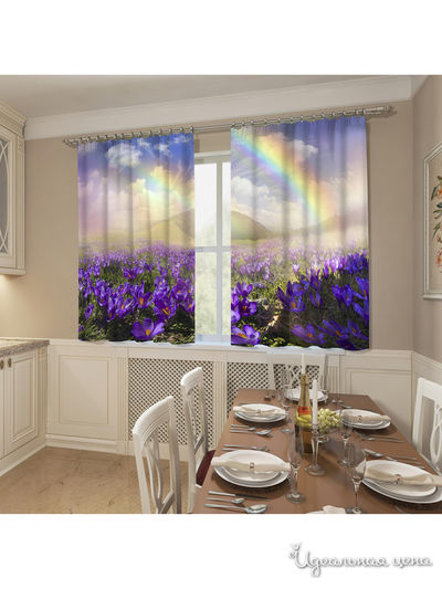 Фотошторы "Радуга после дождя", 145*160 см, 2 шт Сирень, цвет мультиколор
