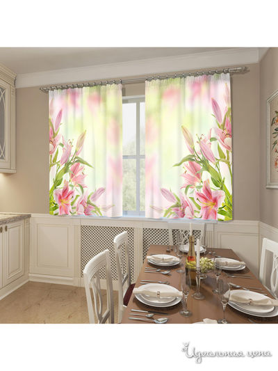 Фотошторы "Букет розовых лилий", 145*160 см, 2 шт Сирень, цвет желтый