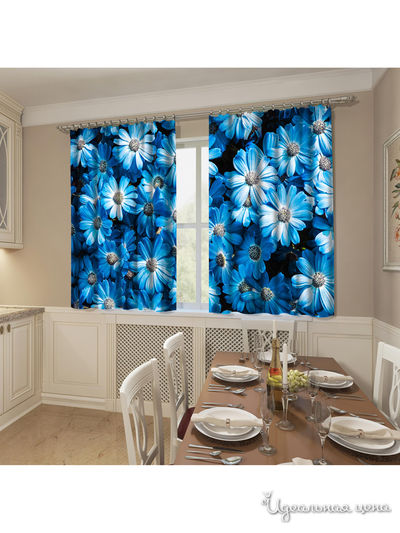 Фотошторы "Букет из голубых цветов", 145*160 см, 2 шт Сирень, цвет синий
