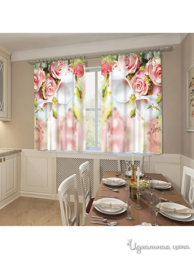 Фотошторы "Каллы и розы", 145*160 см, 2 шт Сирень, цвет мультиколор