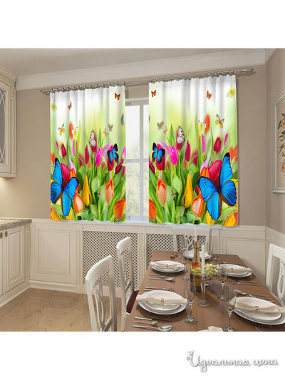 Фотошторы "Бабочки", 145*160 см, 2 шт Сирень, цвет мультиколор