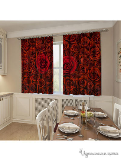 Фотошторы "Алые розы", 145*160 см, 2 шт Сирень, цвет красный