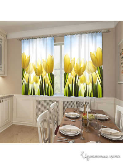 Фотошторы "Тюльпаны", 145*160 см, 2 шт Сирень, цвет бежевый