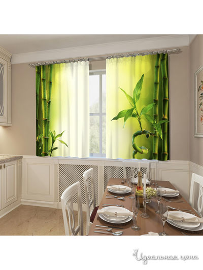 Фотошторы "Стебель бамбука", 145*160 см, 2 шт Сирень, цвет зеленый
