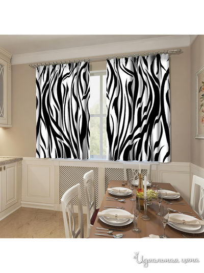 Фотошторы "Узор-зебра", 145*160 см, 2 шт Сирень, цвет белый, черный