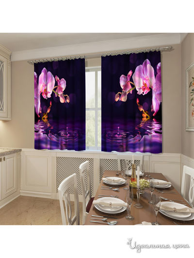 Фотошторы "Орхидея над водой", 145*160 см, 2 шт Сирень, цвет сиреневый