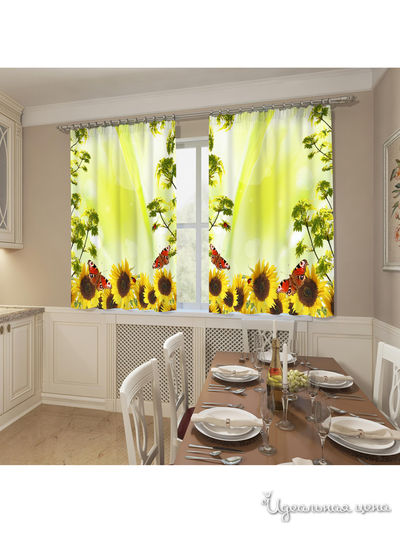 Фотошторы "Лужайка", 145*160 см, 2 шт Сирень, цвет желтый