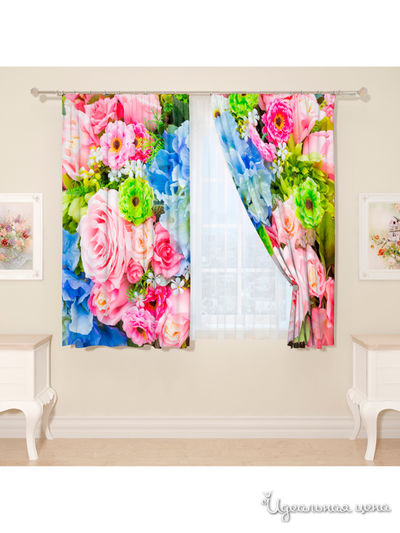 Фотошторы "Яркий букет", 145*160 см, 2 шт Сирень, цвет мультиколор