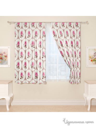 Фотошторы "Кружевные розы", 145*160 см, 2 шт Сирень, цвет розовый