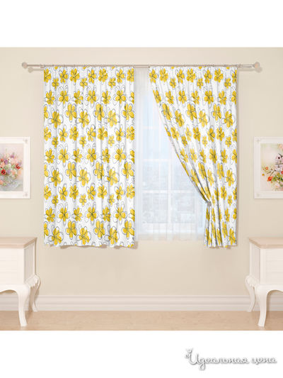 Фотошторы "Милада", 145*160 см, 2 шт Сирень, цвет желтый