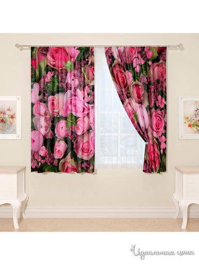 Фотошторы "Розовое счастье", 145*160 см, 2 шт Сирень, цвет мультиколор