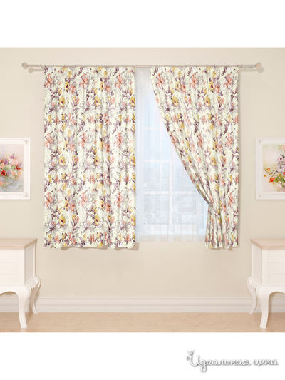 Фотошторы "Песочные цветы", 145*160 см, 2 шт Сирень, цвет желтый