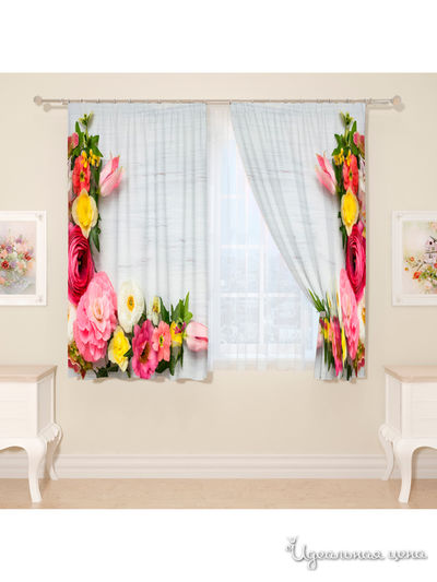 Фотошторы "Яркий уголок", 145*160 см, 2 шт Сирень, цвет мультиколор