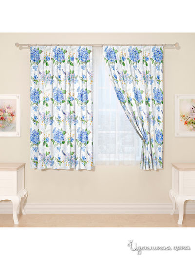 Фотошторы "Глозерис", 145*160 см, 2 шт Сирень, цвет голубой