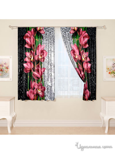 Фотошторы "Распустившаяся орхидея", 145*160 см, 2 шт Сирень, цвет мультиколор