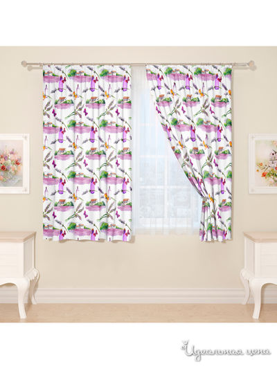 Фотошторы "Акварельный Прованс", 145*160 см, 2 шт Сирень, цвет мультиколор