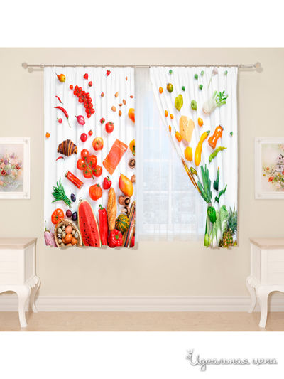Фотошторы "Продуктовая радуга", 145*160 см, 2 шт Сирень, цвет мультиколор