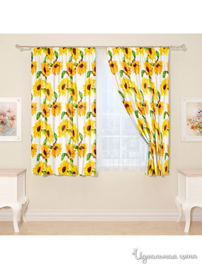 Фотошторы "Подсолнухи", 145*160 см, 2 шт Сирень, цвет мультиколор