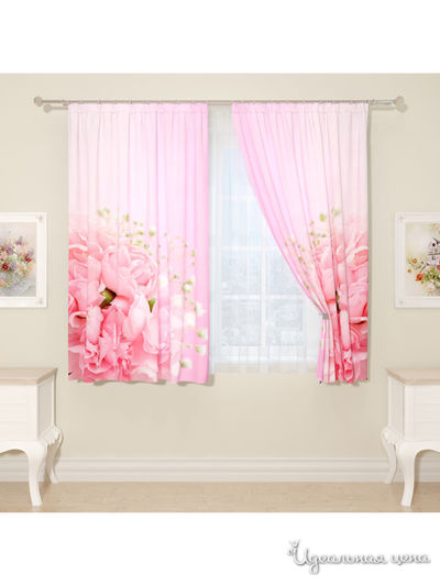 Фотошторы "Пионовая нежность", 145*160 см, 2 шт Сирень, цвет мультиколор