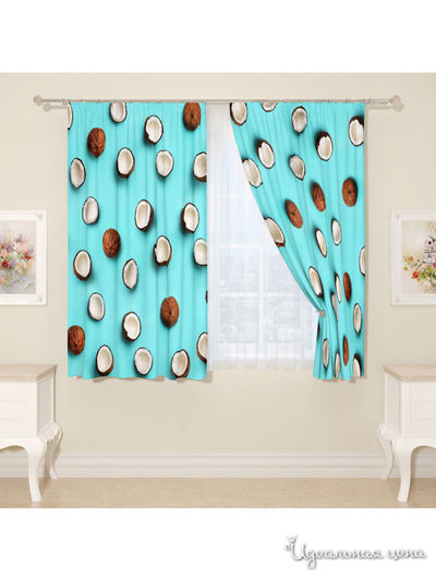 Фотошторы "Кокосы", 145*160 см, 2 шт Сирень, цвет мультиколор