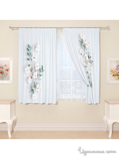 Фотошторы "Лёгкость хлопка", 145*160 см, 2 шт Сирень, цвет мультиколор