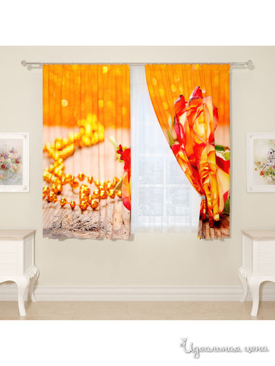 Фотошторы "Огненные розы", 145*160 см, 2 шт Сирень, цвет мультиколор