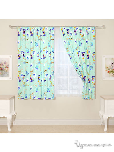 Фотошторы "Цветущие фиалки", 145*160 см, 2 шт Сирень, цвет голубой