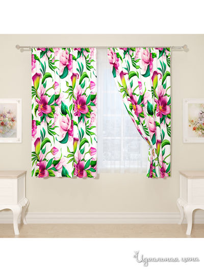 Фотошторы "Ботаническая иллюстрация", 145*160 см, 2 шт Сирень, цвет мультиколор