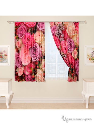 Фотошторы "Восхитительный букет роз", 145*160 см, 2 шт Сирень, цвет мультиколор