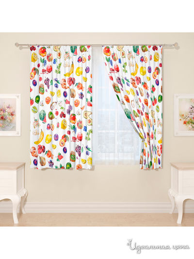 Фотошторы "Фруктовый стол", 145*160 см, 2 шт Сирень, цвет мультиколор