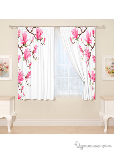 Фотошторы "Рука магнолии", 145*160 см, 2 шт Сирень, цвет мультиколор