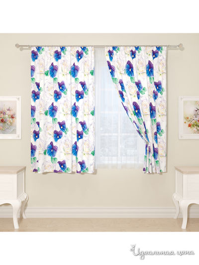 Фотошторы "Фиалки и розы", 145*160 см, 2 шт Сирень, цвет мультиколор