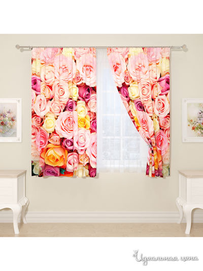 Фотошторы "Букет из роз", 145*160 см, 2 шт Сирень, цвет мультиколор