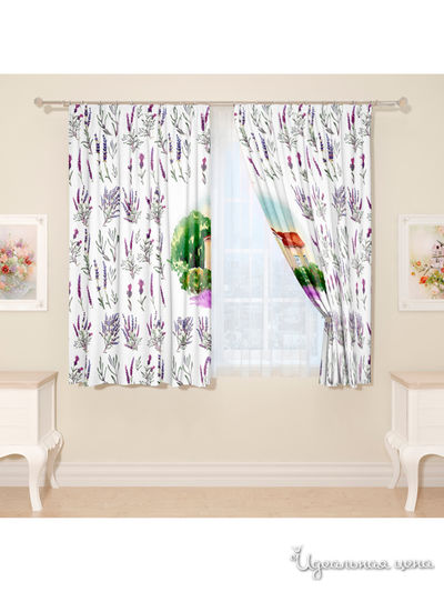 Фотошторы "Лавандовый садик", 145*160 см, 2 шт Сирень, цвет мультиколор