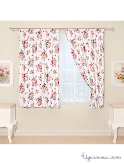 Фотошторы "Васильки и розы", 145*160 см, 2 шт Сирень, цвет мультиколор