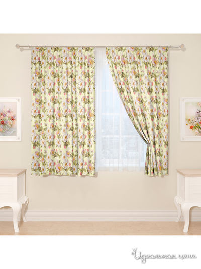 Фотошторы "Цветущий шиповник", 145*160 см, 2 шт Сирень, цвет зеленый