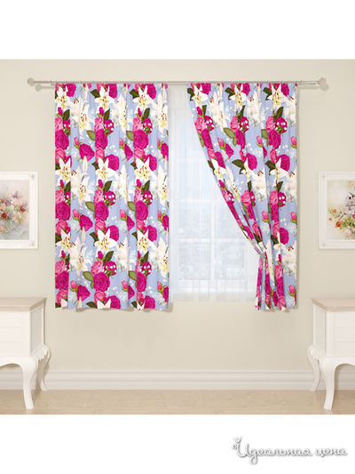 Фотошторы "Красивый букет", 145*160 см, 2 шт Сирень, цвет бордовый