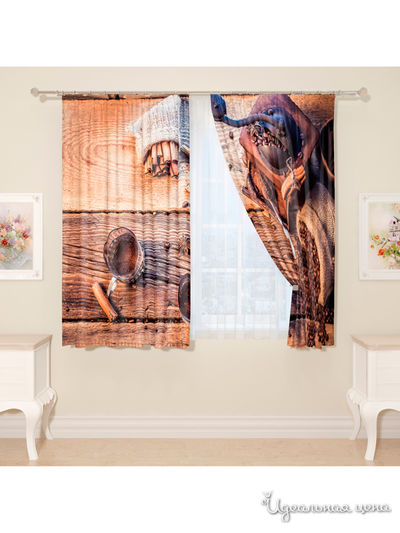 Фотошторы "Бодрящий аромат", 145*160 см, 2 шт Сирень, цвет коричневый